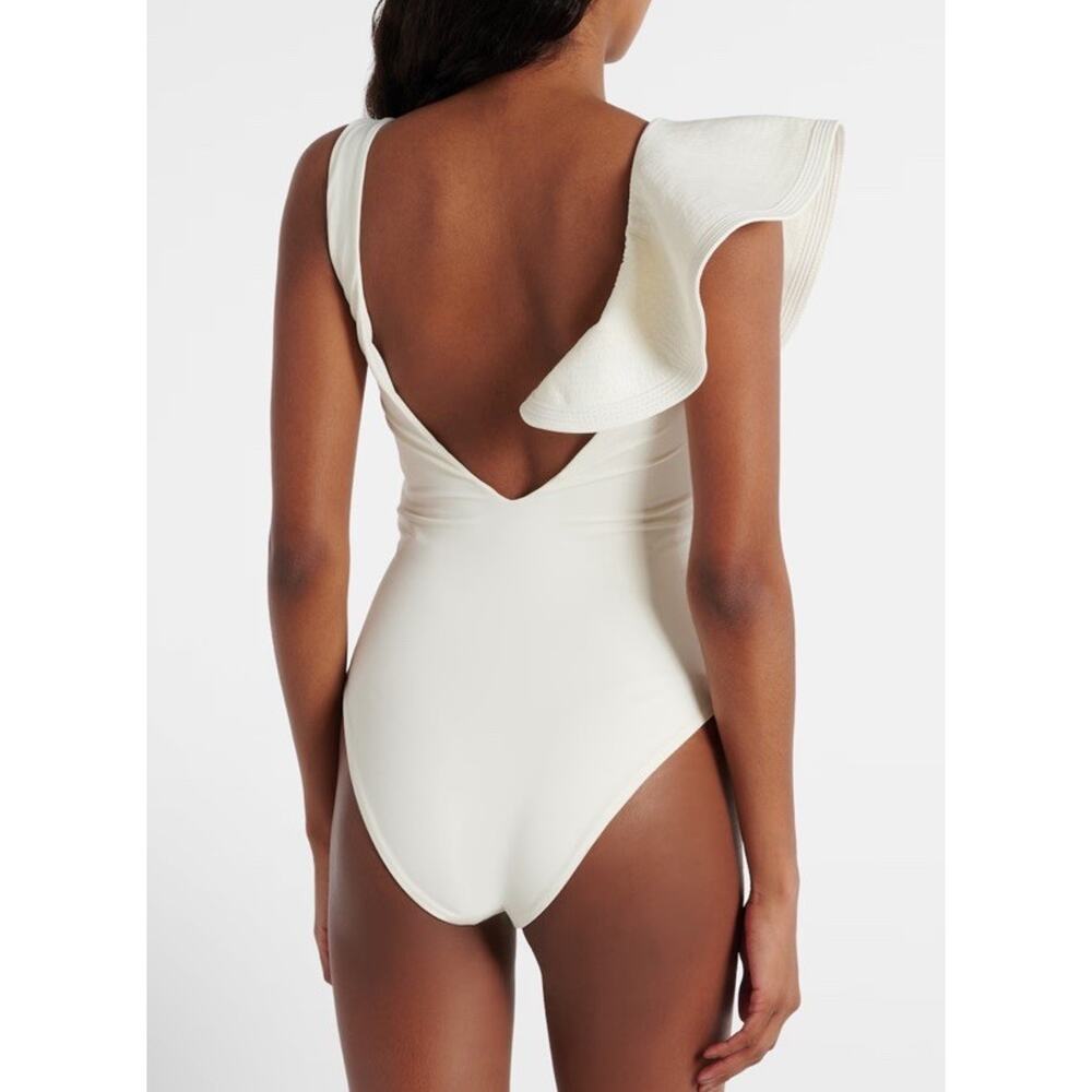 Johanna Ortiz Ruffled One Piece Swimsuit Ecru Sz Small NWT $495 - Picture 2 of 16